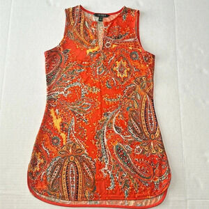 Lauren Ralph Lauren Women’s Sleeveless Paisley Tunic Top Orange XXSmall